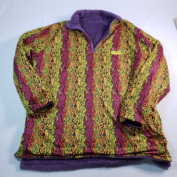 USA Palm Purple Sherpa Reversible Fleece Pullover Mens XLarge 1/4 Zip - Picture 7 of 9